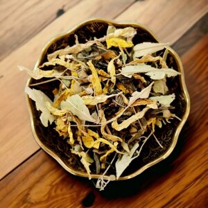 Чай Липовый Цвет Винтаж с листьями бамбука, мятой, цветами липы, вербена, лепестками подсолнуха листовой рассыпной 100 грамм