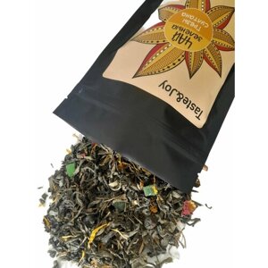 Чай листовой зеленый подарочный Грезы султана, лепестки чайной розы, календулы, цукаты тропических фруктов и плоды боярышника.