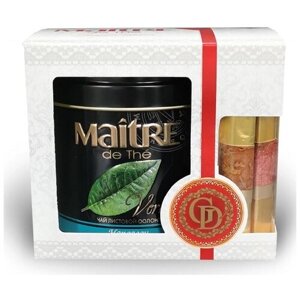 Чай Maitre Набор зеленый лист. Наполеон, конфеты шоколадные Golden Dessert