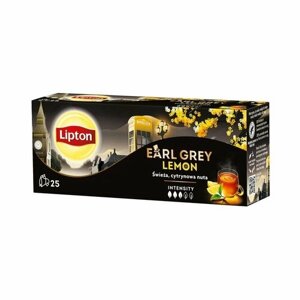 Чай пакетированый LIPTON Earl Grey Lemon со вкусом бергамота и лимона 25 пакетиков, 50 г (из Эстонии )