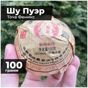 Чай Шу Пуэр Точа Ча Феникс 100 грамм. Китайский черный прессованный листовой чай. Ферментированный Пу эр для бодрости и энергии