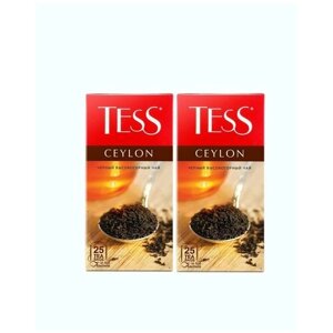 Чай в пакетиках черный Tess Ceylon, 2 шт по 25 пак.