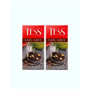 Чай в пакетиках черный Tess Earl Grey, 2 шт по 25 пак.
