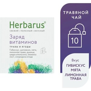 Чай в пакетиках из трав Herbarus "Заряд Витаминов", в пакетиках, 10 пак.