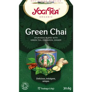 Чай в пакетиках Yogi Tea Green Сhai Зеленый Чай, Корица, Имбирь, 17 пакетиков