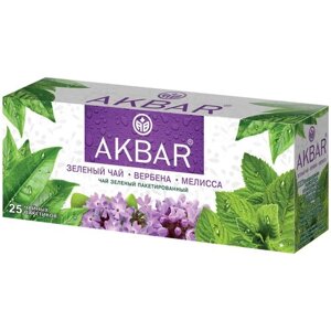 Чай зеленый байховый мелисса/вербена 25пак 50г Akbar