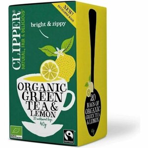Чай зеленый CLIPPER "Organic Green Tea & Lemon" с лимоном 20 пакетиков 40 г (из Финляндии)