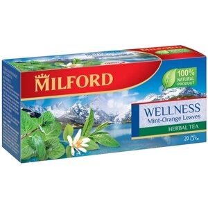 Чай зеленый Milford Wellness в пакетиках, мята, лимон, 20 пак.