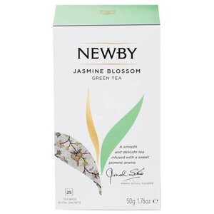Чай зеленый Newby Jasmine blossom в пакетиках, жасмин, натуральный, 25 пак.