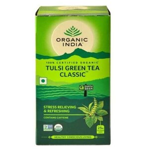 Чай зеленый Organic India Tulsi green в пакетиках, 25 пак.
