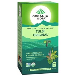 Чай зеленый Organic India Tulsi original в пакетиках, базилик, бренди, 25 пак.