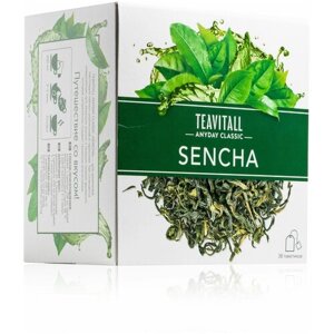 Чай зелёный TEAVITALL CLASSIC «Сенча»Масса нетто: 64,6 г (38 фильтр-пакетов по 1,7 г).