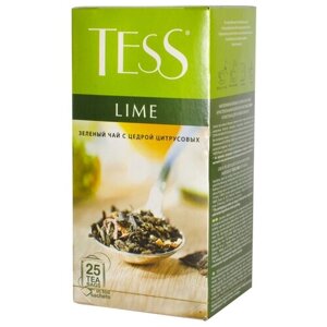Чай зеленый Tess Lime в пакетиках, лайм, шиповник, 25 пак.