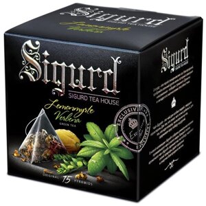Чай зеленый в пирамидках на чашку Сигурд Лимонный мирт-вербена SIGURD 15*2 гр.