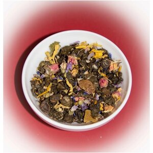 Чай зеленый Весенний цветок DeLuxe (Элитный купаж с ананасом, изюмом, бутонами роз, цветов мальвы, календулы, василька, подсолнечника) 250