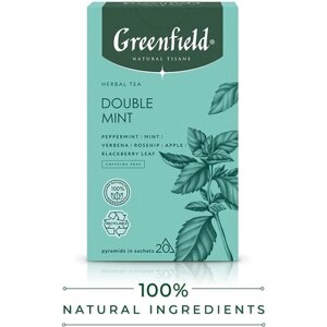Чайный напиток Greenfield в пирамидках Double Mint, 20 пакетиков