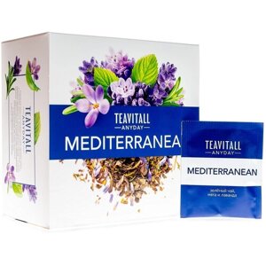 Чайный напиток TeaVitall Anyday «Mediterranean» Средиземноморье. Масса нетто: 68,4 г (38 фильтр-пакетов 1,8 г).