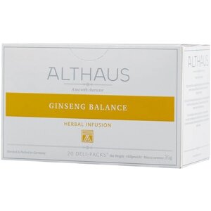 Чайный напиток травяной Althaus Ginseng balance в пакетиках, вербена, мята, 1 пак.