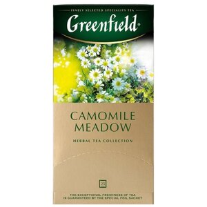Чайный напиток травяной Greenfield Camomile Meadow в пакетиках, мелисса, шиповник, 25 пак., 2 уп.