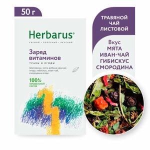 Чайный напиток травяной Herbarus Заряд витаминов, рябина, гибискус, 50 г