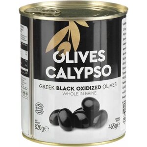 Черные оливки маслины халкидики гигантские 850 мл CALYPSO, Супер Мамут 70-90 шт/кг, жб с косточкой