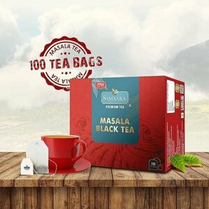 Черный чай Samaara Масала - коробка из 100 чайных пакетиков, 200 г | Ассамский чай