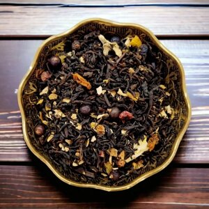 Черный чай Винтаж Имбирь и лайм ароматизированный листовой 50 грамм