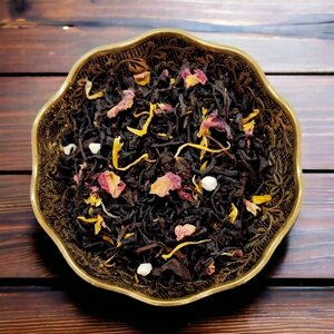 Черный чай Винтаж Розовое Шампанское листовой ароматизированный 50 грамм