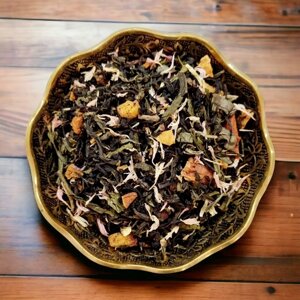 Черный чай Винтаж Сочный персик листовой ароматизированный 100 грамм