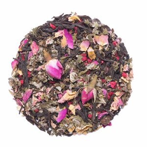 Чёрный "Малиновый звон", черный чай, ягодный чай, вкусный чай, чай с малиной, малина, бутоны роз, лепестки розы, цветочный чай 100 гр.