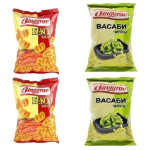 Чипсы Binggrae (Бингрэ) со вкусом Бекон и Васаби, 4 упаковки