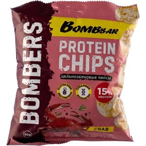 Чипсы BOMBBAR протеиновые цельнозерновые, краб, 50 г