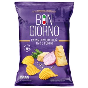 Чипсы BON GIORNO картофельные, лук-сыр, 80 г