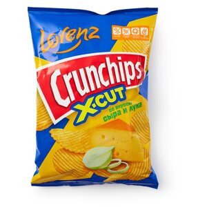 Чипсы Crunchips X-Cut Lorenz вкус Сыра и лука рифлёные