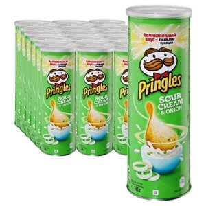 Чипсы Картофельные Pringles Сметана и Лук 165г, 19 штук