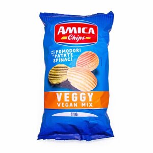 Чипсы картофельные вегетарианские (картофель, томаты, шпинат) VEGGY ALFREDO'S, AMICA CHIPS, 0,11 кг