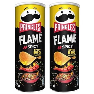 Чипсы Pringles Flame BBQ острые барбекю картофельные европейские снеки (2 шт. по 160 гр.)