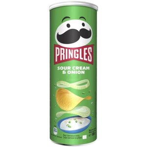 Чипсы Pringles Sour Cream & Onion со вкусом сметаны и лука картофельные европейские снеки 185 гр.