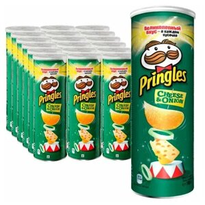 Чипсы Принглс Pringles картофельные, со вкусом сыра и лука, 19 шт по 165 г