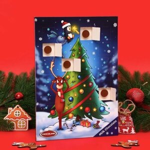 Chocoland Адвент календарь с мини плитками из молочного шоколада "Новогодний олень", 50 г