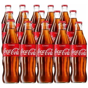 Coca Cola Classic, 0.33 л, 15 шт, бутылка, стекло, Кока Кола, Классик, 0,33 л, газированный напиток, упаковка, Грузия, стеклянная
