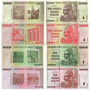 Доллары 5000000000 Зимбаве 2008 набор