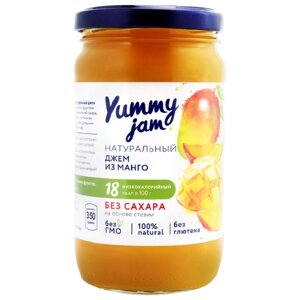 Джем Yummy jam натуральный без сахара, абрикос, клубника, 350 г, 350 мл