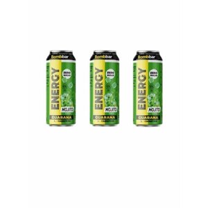 Энергетический напиток Bombbar ENERGY Без сахара: L-карнитин, таурин, гуарана, вкус Мохито (500 мл) 3 шт / Спортивный энергетик