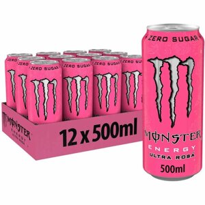 Энергетический напиток Monster Energy Ultra Rosa / Монстр Роза Зеро 0.5 л ж/б упаковка 12 штук (Ирландия)