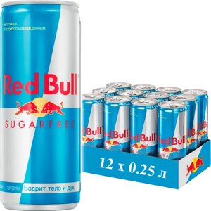 Энергетический напиток Red Bull (Ред Булл) без сахара 0.25 л ж/б упаковка 12 штук