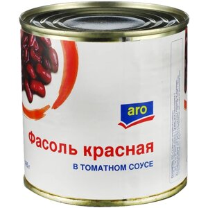 Фасоль ARO красная в томатном соусе, жестяная банка, 425 г