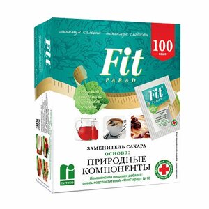 Fit Parad, Заменитель сахара на основе эритрита и стевии №10, 100 грамм