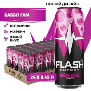 Flash Up Energy Bubble Gum, энергетический напиток, 24 шт. х 0,45 л, банка