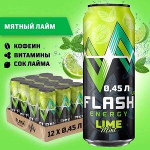 Flash Up Energy Мятный лайм, энергетический напиток, 12 шт. х 0,45 л, банка